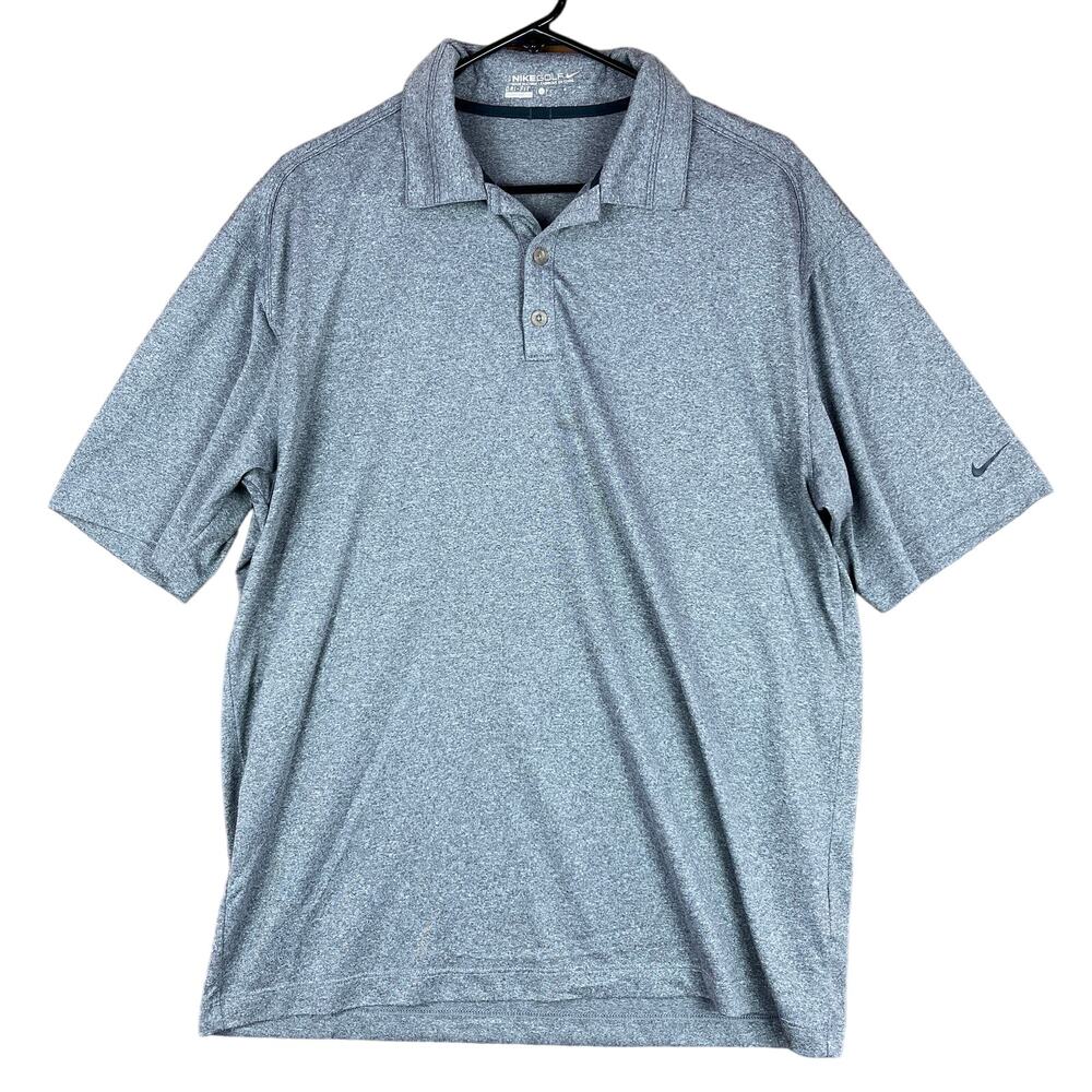 Nike Golf Mens Polo Gray Dri Fit Short Sleeve Comfort Performance Large